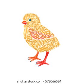 Color chick in isolated on white background. Easter symbol for your web design, logo. 