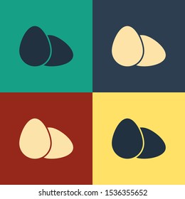 Color Chicken egg icon isolated on color background. Vintage style drawing. Vector Illustration