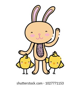 color chicks with rabbit animal to easter celebration