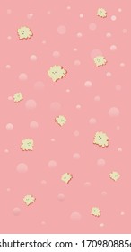 Color children's vector illustration with cute creatures on a pink background.