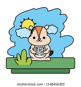 color chipmunk seating cute wild animal