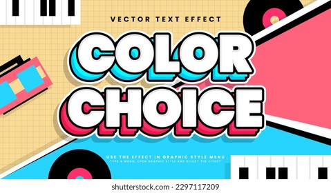 Color choice trend editable text style effect. Vector text effect.