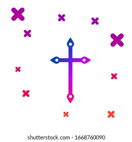 Color Christian cross icon isolated on white background. Church cross. Gradient random dynamic shapes. Vector Illustration