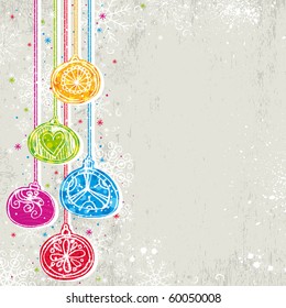 color christmas background with christmas balls,  vector illustration