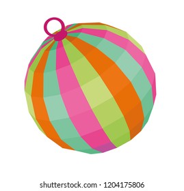 Color Christmas ball made of paper. Vector illustration. 