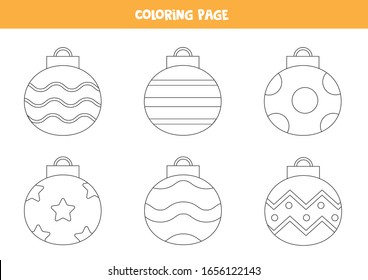 Color Christmas balls. Coloring page for children. Printable game.