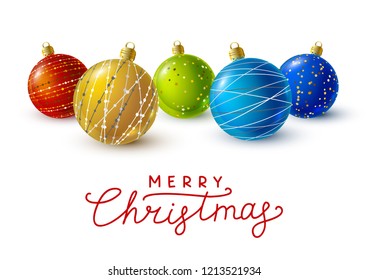 Color Christmas balls with golden decorations