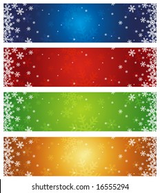 color christmas banners with snowflakes, vector illustration