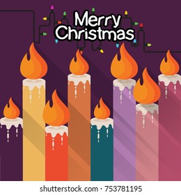 Color christmas candles with flame