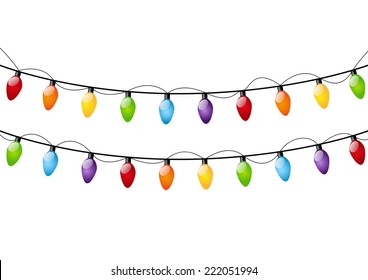 Color Christmas light bulbs on white