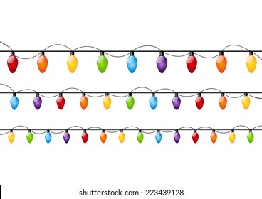 Color Christmas light bulbs on white 