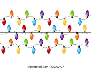 Color Christmas light bulbs on white