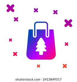 Color Christmas paper shopping bag icon isolated on white background. Package sign. Merry Christmas and Happy New Year. Gradient random dynamic shapes. Vector