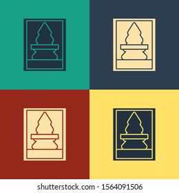 Color Christmas postcard icon isolated on color background. Merry Christmas and Happy New Year. Vintage style drawing. Vector Illustration