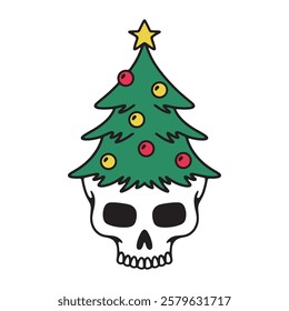 color christmas skull on white background