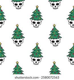 color christmas skull seamless pattern