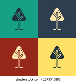 Color Christmas tree icon isolated on color background. Merry Christmas and Happy New Year. Vintage style drawing. Vector Illustration