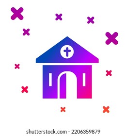 Color Church Building Icon Isolated On White Background. Christian Church. Religion Of Church. Gradient Random Dynamic Shapes. Vector