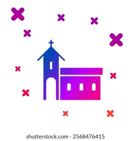 Color Church building icon isolated on white background. Christian Church. Religion of church. Gradient random dynamic shapes. Vector Illustration