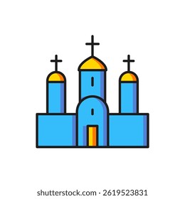 Color Church building icon isolated on white background. Christian Church. Religion of church. Flat filled outline style with shadow. Vector