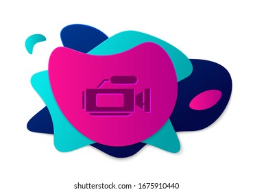 Color Cinema camera icon isolated on white background. Video camera. Movie sign. Film projector. Abstract banner with liquid shapes. Vector Illustration