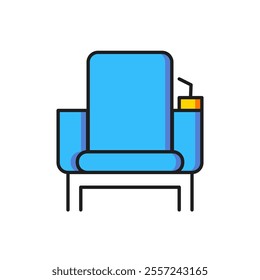 Color Cinema chair icon isolated on white background. Flat filled outline style with shadow. Vector