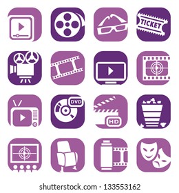 Color Cinema Icons Set Created For Mobile, Web And Applications.