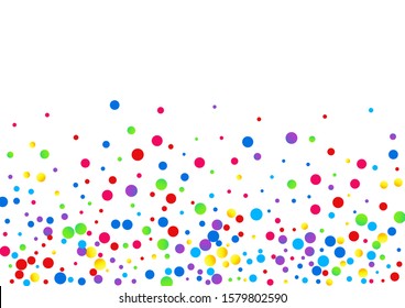 Color Circle Abstract Banner. Invitation Round Card. FallingFestive Postcard. Yellow Dot Independence Texture. Confetti Flying Backdrop.
