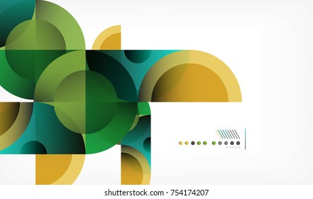 Color circle abstract geometric background, modern shapes with message. Vector techno or business template, round elements
