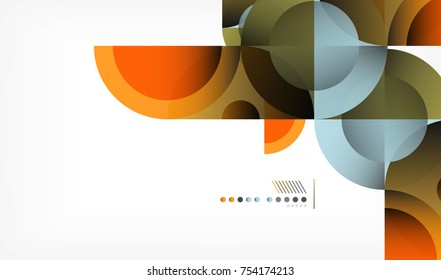 Color circle abstract geometric background, modern shapes with message. Vector techno or business template, round elements