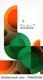 Color circle abstract geometric background, modern shapes with message. Vector techno or business template, round elements