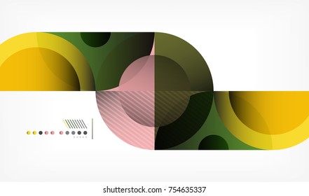 Color circle abstract geometric background, modern shapes with message. Vector techno or business template, round elements