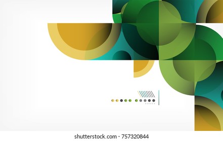Fondo geométrico abstracto de círculo de color, formas modernas con mensaje. Tecnología vectorial o plantilla de negocio, elementos redondos