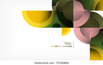 Color circle abstract geometric background, modern shapes with message. Vector techno or business template, round elements