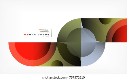 Farbkreis abstrakter geometrischer Hintergrund, moderne Formen mit Botschaft. Vektortechnik- oder Geschäftsvorlage, runde Elemente