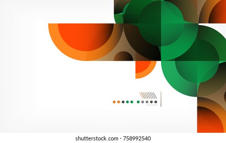 Color circle abstract geometric background, modern shapes with message. Vector techno or business template, round elements
