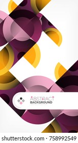 Color circle abstract geometric background, modern shapes with message. Vector techno or business template, round elements