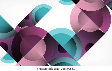 Color circle abstract geometric background, modern shapes with message. Vector techno or business template, round elements