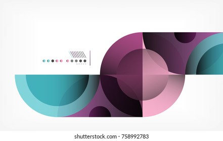 Fondo geométrico abstracto de círculo de color, formas modernas con mensaje. Tecnología vectorial o plantilla de negocio, elementos redondos