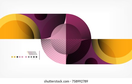Fondo geométrico abstracto de círculo de color, formas modernas con mensaje. Tecnología vectorial o plantilla de negocio, elementos redondos