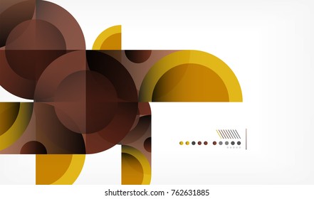 Color circle abstract geometric background, modern shapes with message. Vector techno or business template, round elements