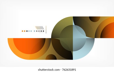 Color circle abstract geometric background, modern shapes with message. Vector techno or business template, round elements