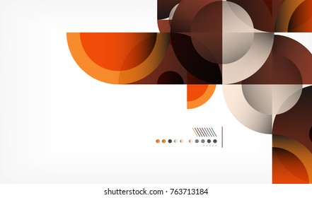 Color circle abstract geometric background, modern shapes with message. Vector techno or business template, round elements