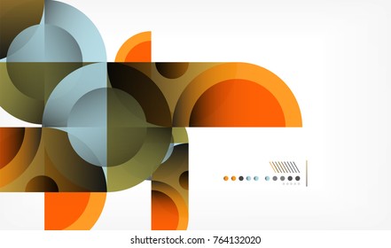 Color circle abstract geometric background, modern shapes with message. Vector techno or business template, round elements