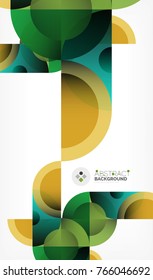 Fondo geométrico abstracto de círculo de color, formas modernas con mensaje. Tecnología vectorial o plantilla de negocio, elementos redondos