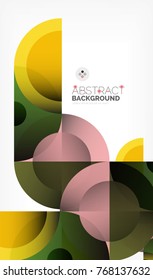 Farbkreis abstrakter geometrischer Hintergrund, moderne Formen mit Botschaft. Vektortechnik- oder Geschäftsvorlage, runde Elemente