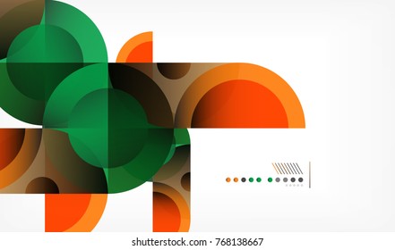 Fondo geométrico abstracto de círculo de color, formas modernas con mensaje. Tecnología vectorial o plantilla de negocio, elementos redondos