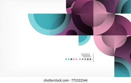 Fondo geométrico abstracto de círculo de color, formas modernas con mensaje. Tecnología vectorial o plantilla de negocio, elementos redondos