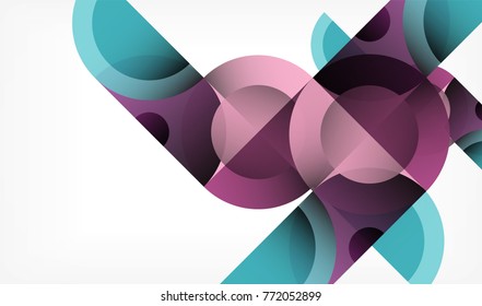 Fondo geométrico abstracto de círculo de color, formas modernas con mensaje. Tecnología vectorial o plantilla de negocio, elementos redondos