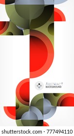 Fondo geométrico abstracto de círculo de color, formas modernas con mensaje. Tecnología vectorial o plantilla de negocio, elementos redondos